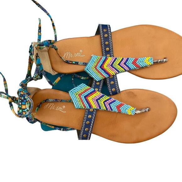 Colorful Beaded Women's Sandals - Picture 2 of 3